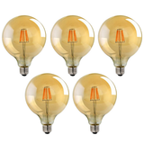 Ledsone 5 Pack E27 Dimmable LED Edison Bulbs, G125 Amber Glass – 8W Warm White 2700K Vintage Filament