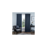 Sleepdown Linen Look Blackout Eyelet Curtains with Thermal Lining – Bedroom & Living Room Curtains, Navy