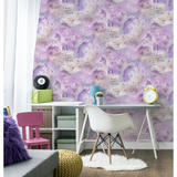 Arthouse Galaxy Unicorn Vinyl Wallpaper with Soft Glitter – Paste the Paper Kids Room Covering, Blush Multi