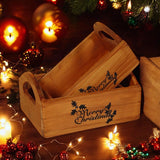 AcaciaHome Vintage 'Merry Xmas' Wooden Storage Crates, Set of 2 – Stackable with Handles, Brown
