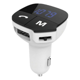 Aquarius Bluetooth Car Adapter and FM Transmitter with Hands-Free Calling – LED Display, USB Car Kit, White