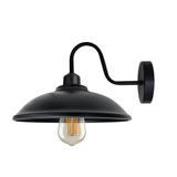 Vintage Hemisphere Wall Light with Swan Neck and E27 Socket – Dimmable Indoor Sconce, Black