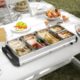 HOMCOM Electric Food Warmer with 5 Trays and Lids, 9.2L Buffet Server – Adjustable 58-85°C, Silver