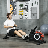 SPORTNOW Foldable Water Rowing Machine with 6 Resistance Levels, LCD Monitor & Wheels – Home Gym Rower, Black