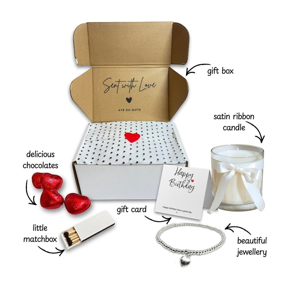 Aye Do Gifts Small Best Dog Mum Gift Hamper with Heart Earrings, Candle & Milk Chocolate Hearts