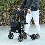 HOMCOM 4-Wheel Rollator Walker with Seat, Backrest & Storage Bag – Foldable Aluminium Mobility Aid, Silver
