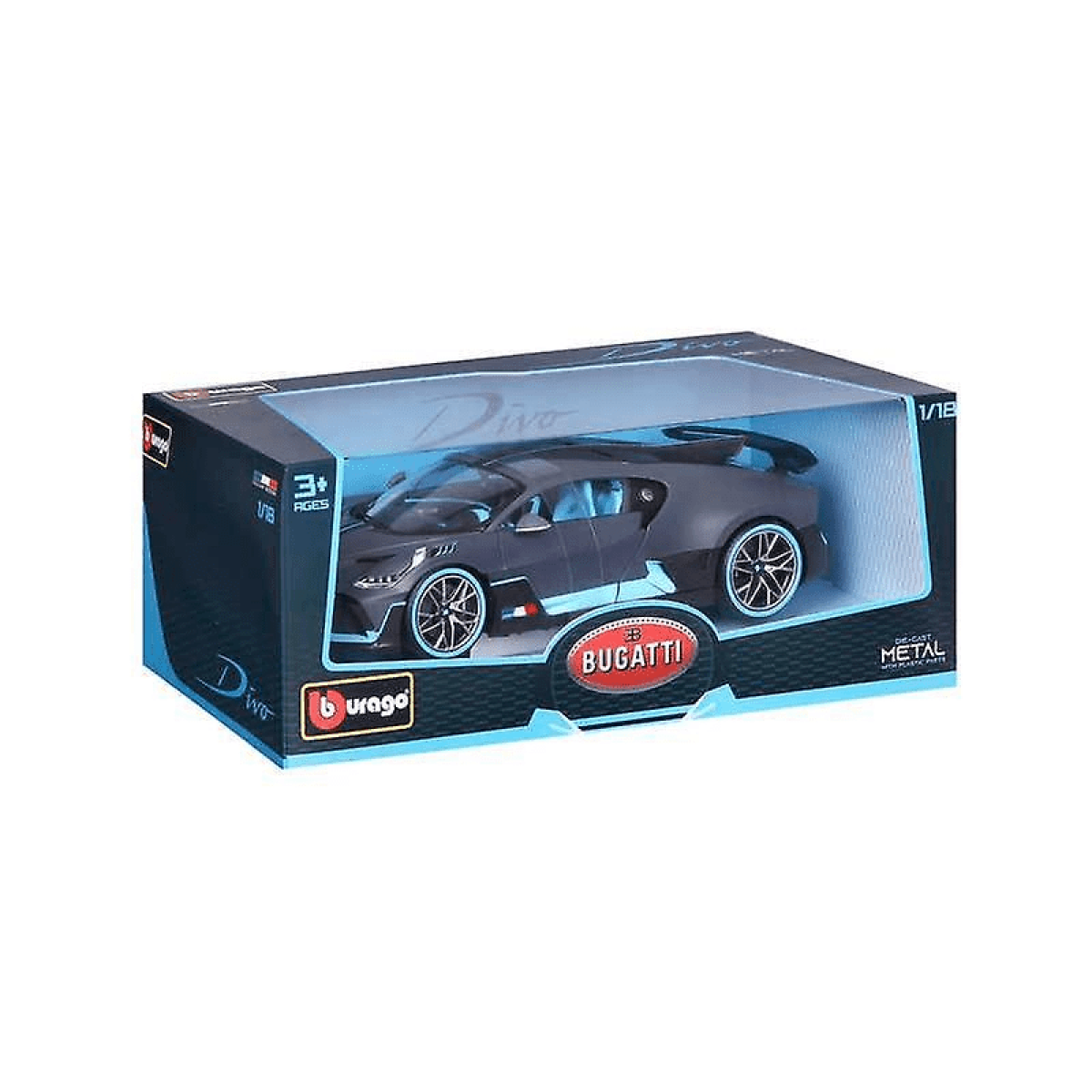 Burago 1:18 Scale Bugatti Divo Diecast Model Car (18-11045) – Collectable Replica, Grey/Blue