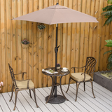 Outsunny 3-Piece Cast Aluminium Garden Bistro Set with Cushions & Parasol Hole – Table and 2 Chairs, Bronze