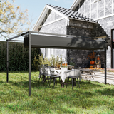 Outsunny 4 x 3m Metal Pergola Gazebo with Retractable Canopy – Patio Sun Shelter, Black