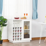 HOMCOM White Sideboard Wine Cabinet with Glass Door, 20-Bottle Rack & Glass Rack