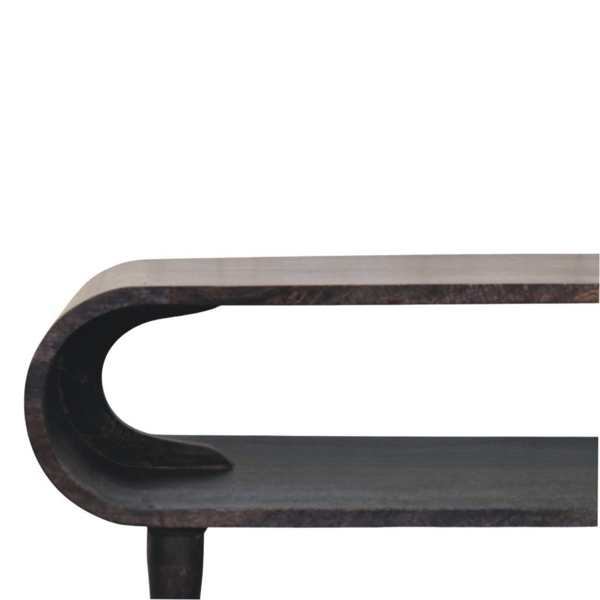 Artisan Furniture Solid Wood Curved Edge Media Unit with Brass-Tipped Legs – Velvet Mocha, Dark Brown
