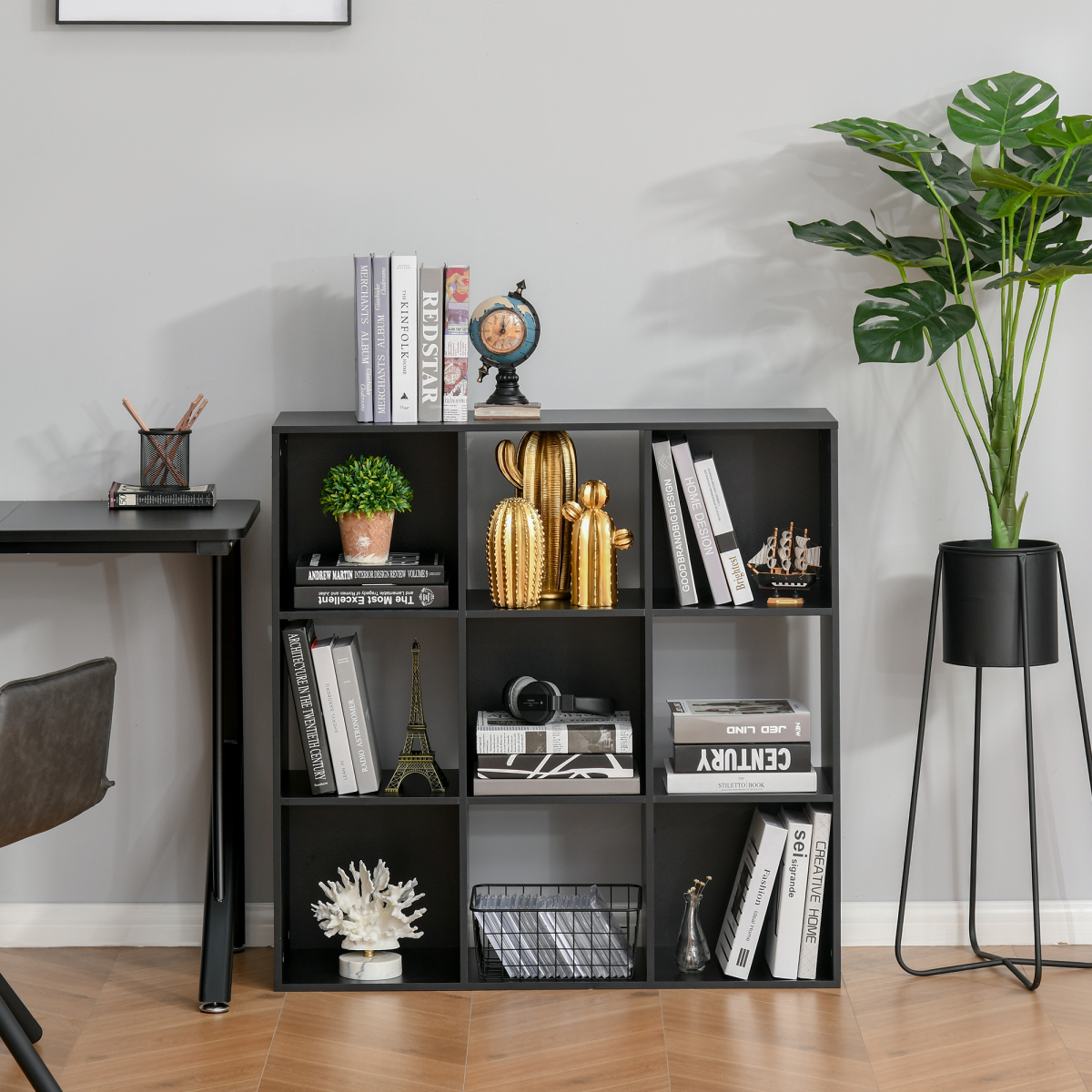9 Cube Storage Cabinet Bookcase – Bookshelf Organiser for Home, Office or Study, Black