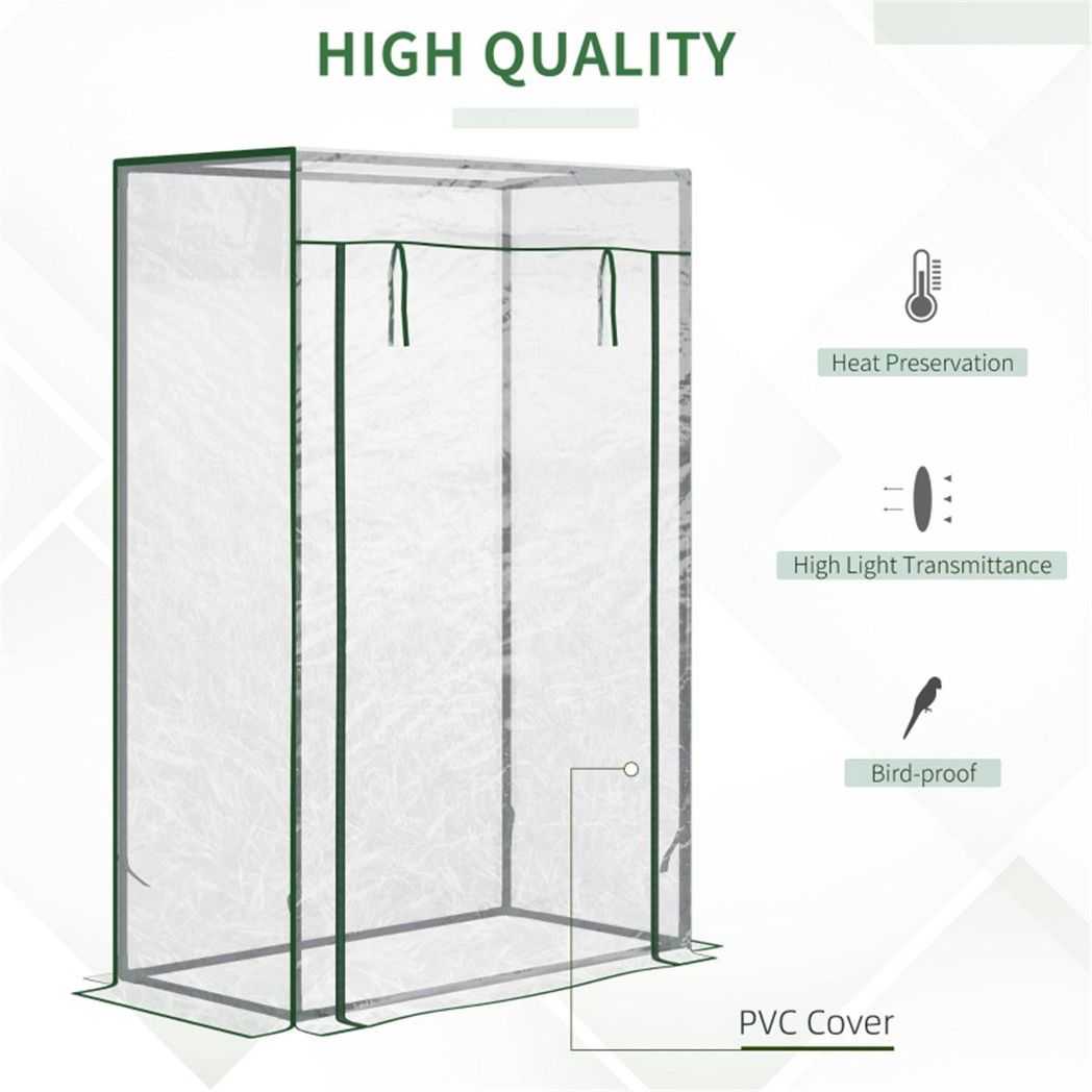 Mini Walk-in Greenhouse with Galvanised Steel Frame & Zipped Roll-up Door – Tall Narrow Plant Shelter