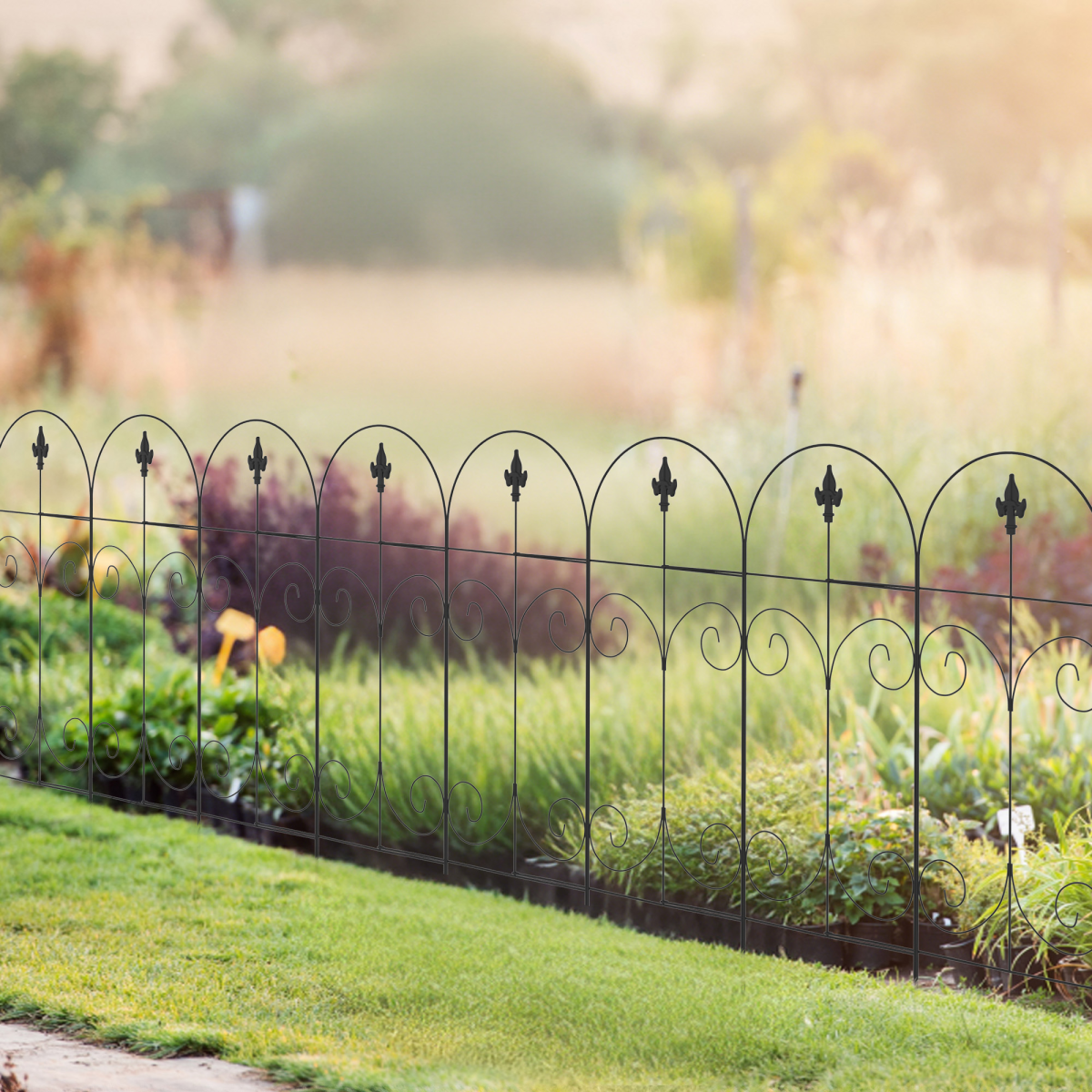 Outsunny 8-Piece Decorative Garden Fence Panels, 3.8m Total Length – Flower Bed Border & Animal Barrier