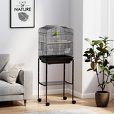 PawHut Bird Cage for Budgies, Finches, Canaries & Parakeets with Stand, Wheels & Slide-Out Tray – Black