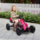 HOMCOM Kids Pedal Go Kart with Adjustable Seat, Handbrake and EVA Wheels – Ride-On for Ages 3-8, Pink