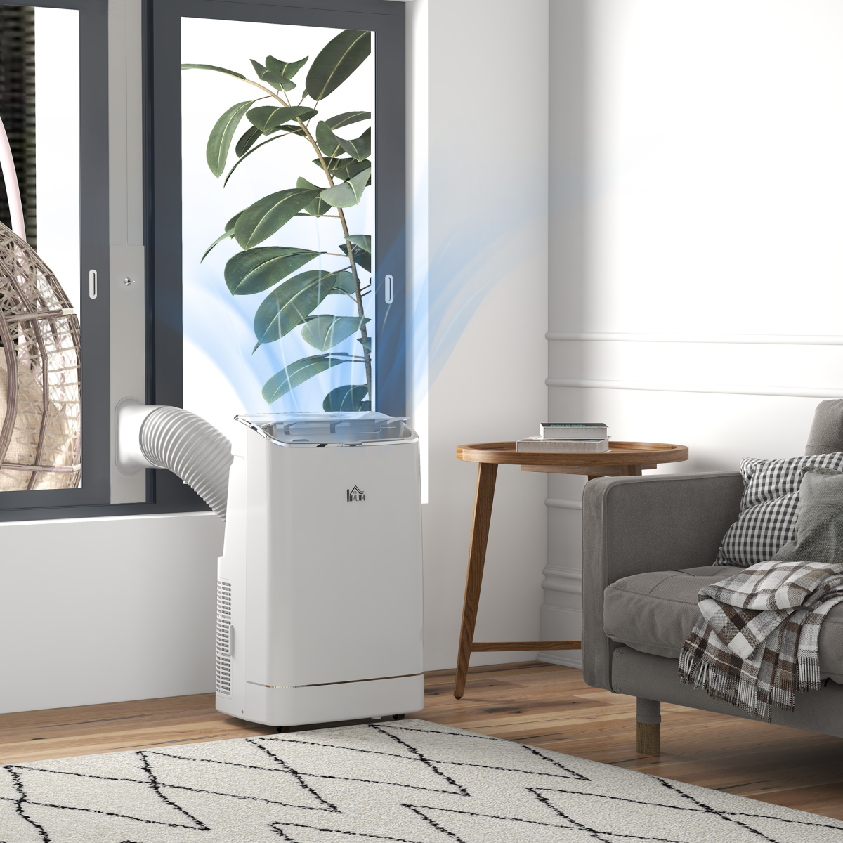 HOMCOM 14,000 BTU Mobile Air Conditioner with WiFi Smart App Control – Cooling & Dehumidifying, 35m², White