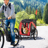 Pawhut Pet Bicycle Trailer with Hitch Coupler, Mesh Windows & Water-Resistant Cover – Dog Bike Carrier, Red