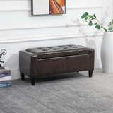 HOMCOM Tufted PU Leather Storage Ottoman Bench, 92cm – Blanket Box & Footstool for Bedroom and Hallway