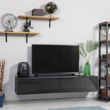 Floating Wall-Mounted TV Unit with Storage Cupboards – Cable-Hiding Media Cabinet for Living Rooms