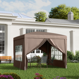 Outsunny 3m x 3m Pop Up Gazebo with Rust-Resistant UV Canopy, Sidewalls & Carry Bag – Party Tent, Coffee