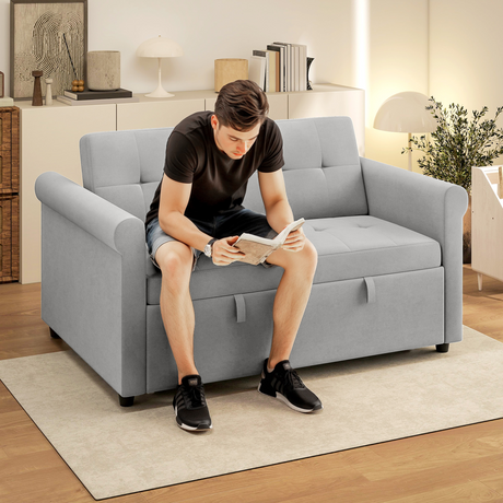 Close-up of the velvet-feel upholstery on the HOMCOM sofa bed