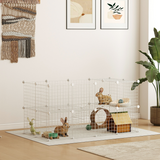 PawHut DIY Pet Playpen with 36 Panels & Door – Rabbit, Chinchilla and Hedgehog Enclosure, White