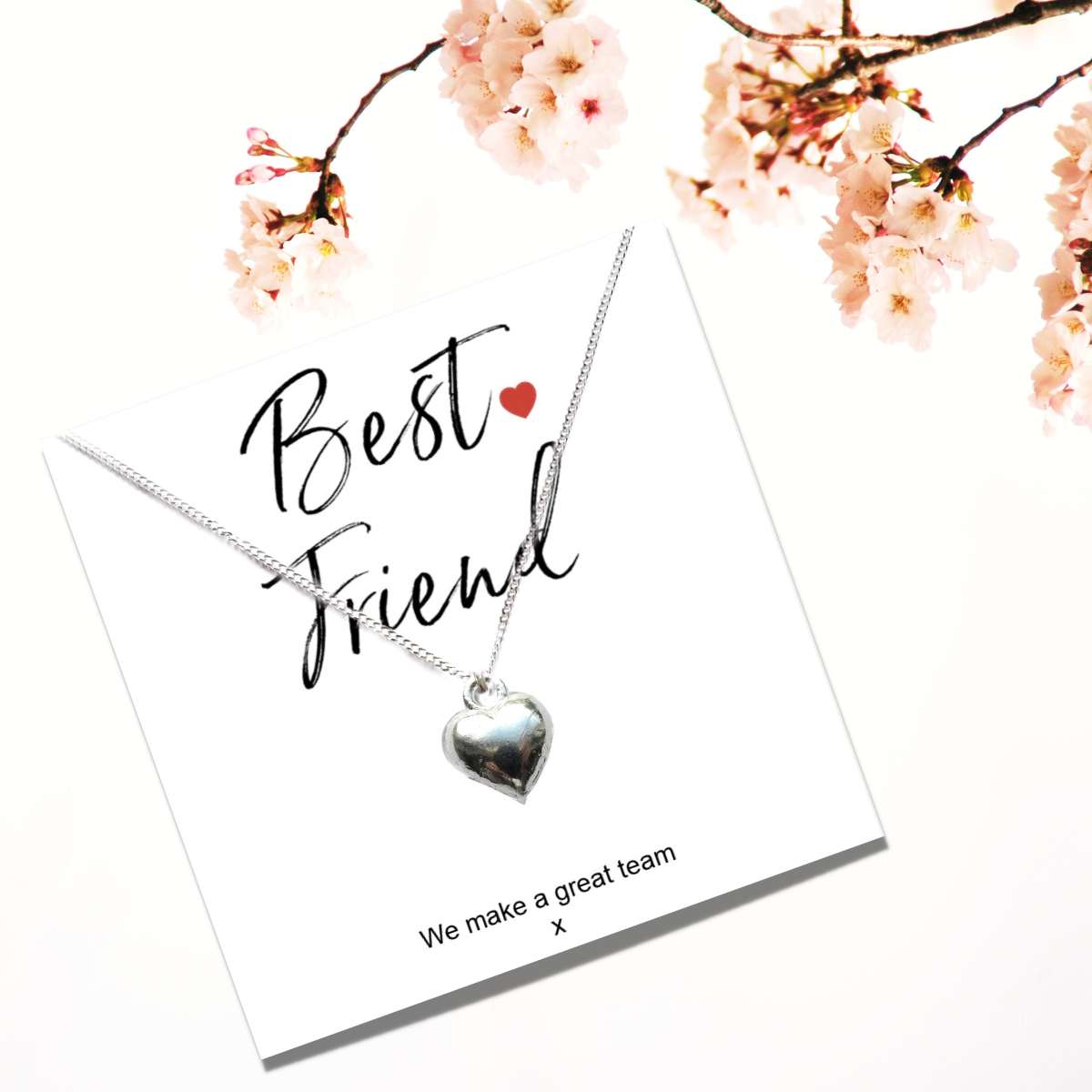 Aye Do Gifts Best Friend Mini Gift Hamper with Silver Heart Necklace, Dried Flower Bouquet & Chocolates
