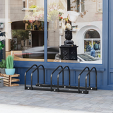 HOMCOM 3-Bike Parking Rack, Galvanised Steel Floor or Wall Mounted Bicycle Stand – Detachable Cycle Storage, Black