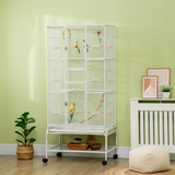 PawHut 3 Tier Bird Cage with Stand, Toys & Wheels – Flight Cage for Canary, Finch, Cockatiel, Parakeet, Budgie