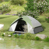 Outsunny 2 Man Camping Tent with Sewn-in Groundsheet, 3000mm Waterproof – One Room Tent with Carry Bag, Green