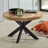 Indian Hub Surrey Solid Mango Wood Coffee Table with Metal Spider Legs – Handmade Industrial Style