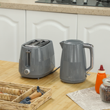 HOMCOM 1.7L Fast Boil Kettle & 2-Slice Toaster Set with Reheat, Defrost & Cancel – Breakfast Duo, Grey