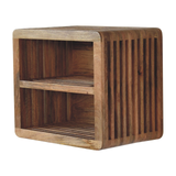 Artisan Furniture Soba Wall Mounted Bedside Table with 2 Open Shelves – Hand-Carved Solid Mango Wood, Brown