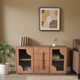 Indus Solid Wood Extra Large Sideboard with Wide Display Top – Artistic Statement Storage Furniture