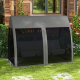 Outsunny 3-Seater Garden Swing Chair with Canopy, Mesh Sides & Insect Net – Hammock Lounger Bed, Grey