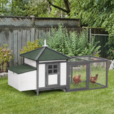 PawHut Wooden Chicken Coop with Nesting Box & Outdoor Run – Small Animal Cage for Backyard
