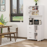 White Wooden Kitchen Storage Cupboard with Shelved Storage – Simple Organiser for Kitchen & Utility Room