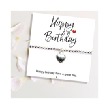 Happy Birthday Silver Plated Beaded Heart Bracelet with Pink Jewellery Box – Letterbox Friendly Gift Set