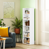 HOMCOM 6-Tier Freestanding Bookcase with Adjustable Shelves and Anti-Tipping Straps – Home Storage, White
