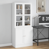 HOMCOM Modern Bookcase Display Storage Cabinet with Doors & Adjustable Shelves – Living Room & Office Storage