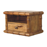 Artisan Furniture Solid Wood Bamboo Open Bedside with 1 Drawer & 1 Shelf – Amber Oak Finish, Brown