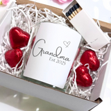 Aye Do Gifts Grandma Est. 2025 Linen Scented Candle Gift Set with Heart Chocolates & Matches