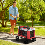 PawHut Foldable Pet Stroller with Detachable Carrier & Soft Padding – Small Dog Pushchair, Red