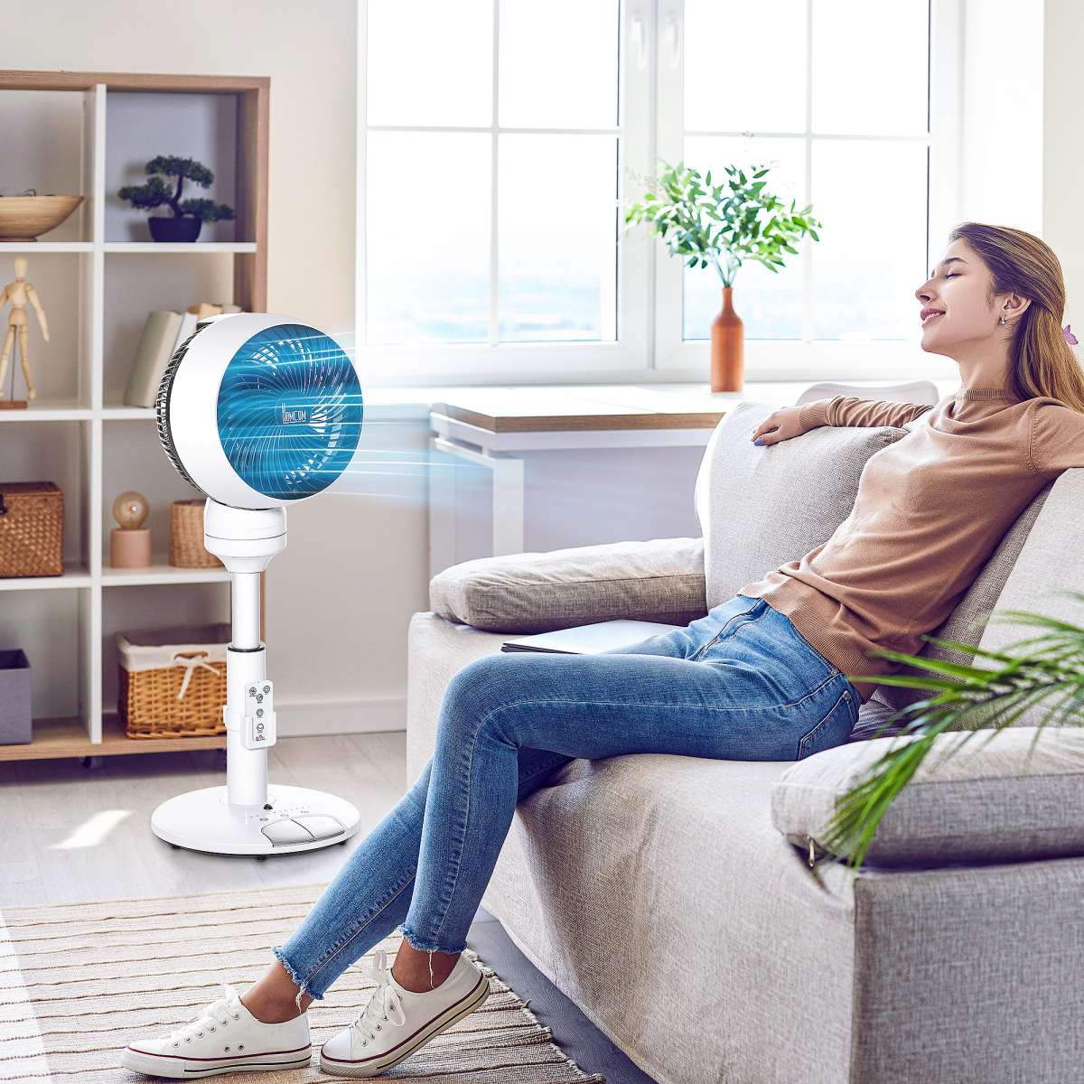 HOMCOM Air Circulator Fan with 3 Speeds, 3 Modes, Oscillation & Tilt – Height Adjustable, Black/White