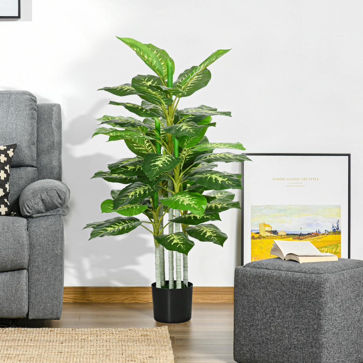 HOMCOM Artificial Evergreen Tree Fake Plant in Pot Indoor Outdoor Decor