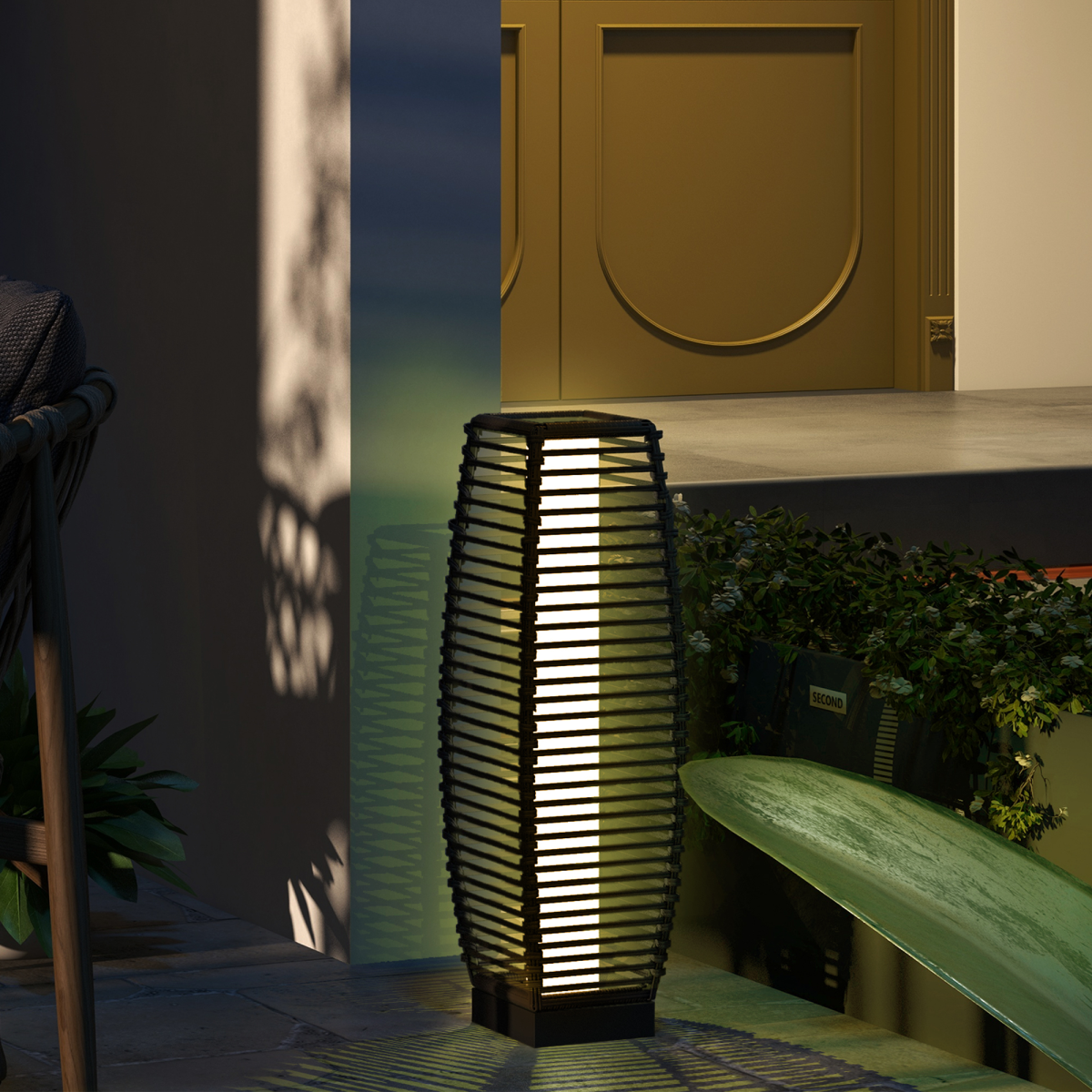 Outsunny Rattan Solar Floor Lamp with Auto On/Off LED, IP44 – Porch, Yard & Garden Lighting, Grey