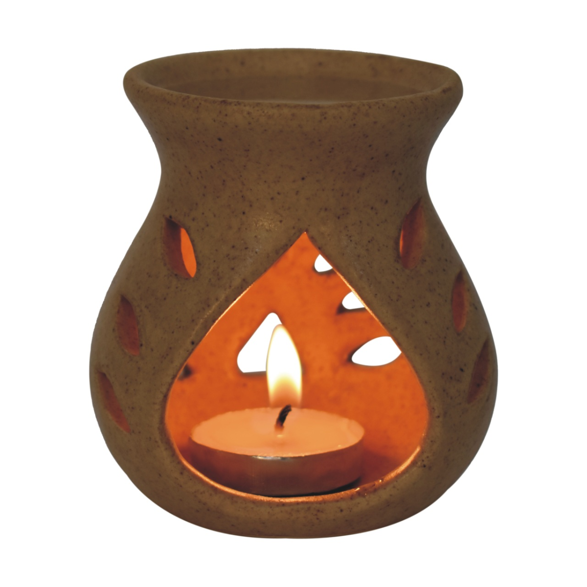 Artisan Furniture Beige Cutout Ceramic Oil Burner Set – Includes Jasmine, Cinnamon & Citronella Aroma Oils