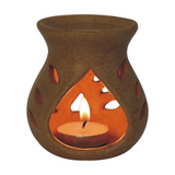 Artisan Furniture Beige Cutout Ceramic Oil Burner Set – Includes Jasmine, Cinnamon & Citronella Aroma Oils