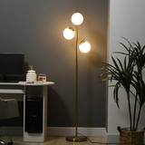 Modern 3-Light Tree Floor Lamp with Opaque Globe Shades & Foot Switch – Gold Metal Standing Lamp, 169cm